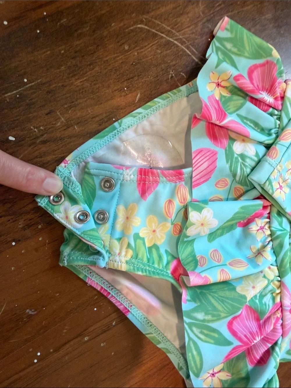 Little Me Girls' Aqua Floral Long Sleeve One-Piece Swimsuit 12 month